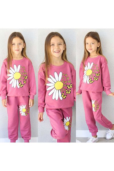 Amur Girls Tracksuit Set Flower Printed 2 Thread Fabric