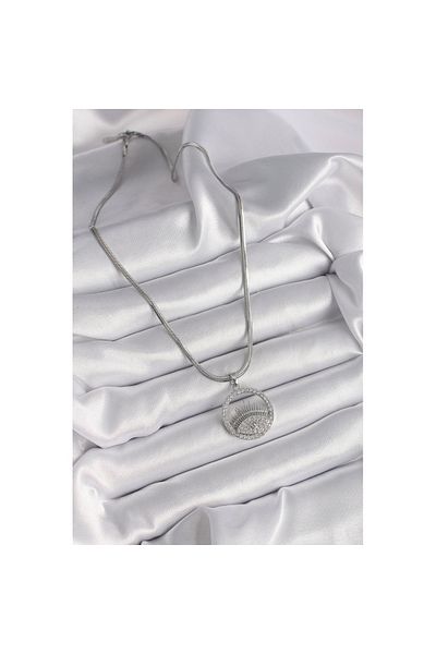 Skygo 316L Steel Silver Color Italian Chain Zircon Stone Eye Model Women's Necklace - Tj-Bko9592