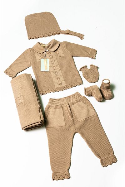 ZENİ BABY Newborn 5-Piece Knitwear Jumpsuit Set