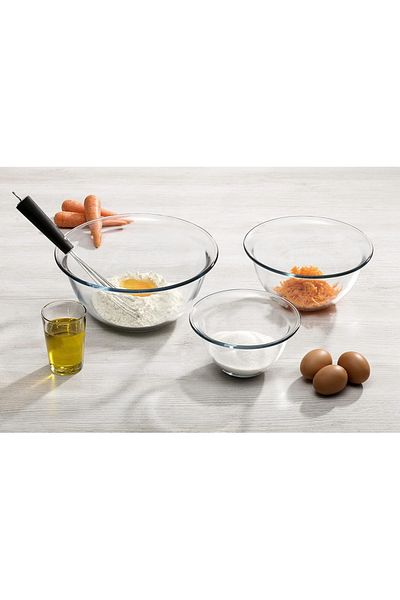 Paşabahçe Glass Preparation Set, 3 Pyrex and 1 Measuring Cup, 4 Pieces, Transparent