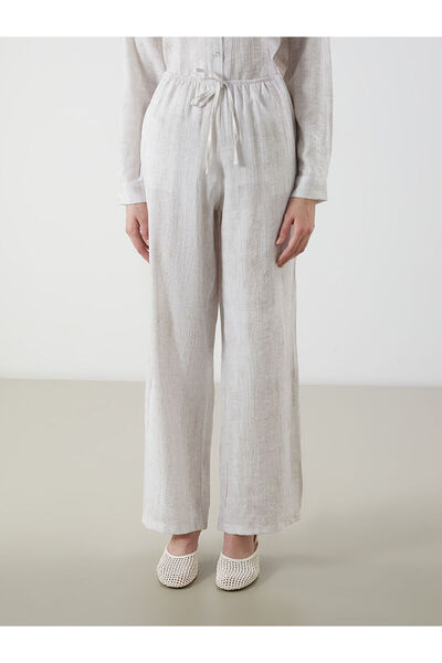 LC Waikiki Linen Look Women's Trousers with Elastic Waist