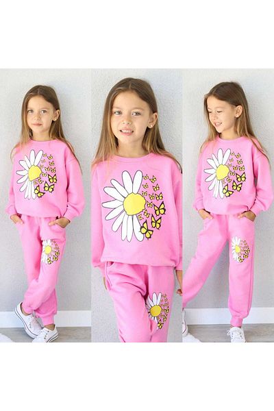 Amur Girls Tracksuit Set Flower Printed 2 Thread Fabric