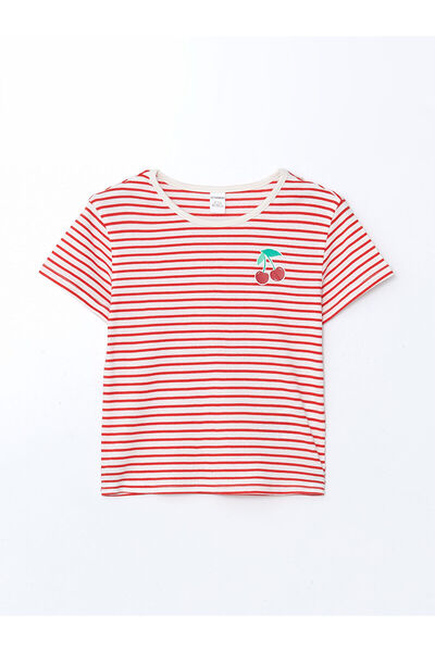 LC Waikiki Нова тениска с кръгло деколте и райета за момичета - S5GJ66Z1