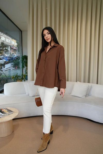 Tuba Butik Oversize Long Sleeve Women's Shirt