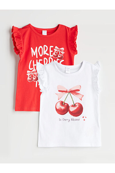 LC Waikiki Tricou pentru fete cu imprimeu cu guler rotund pentru sezon nou, p...