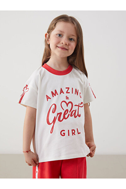 LC Waikiki Tricou pentru fete Özmarka, sezon nou, cu decolteu rotund și impri...