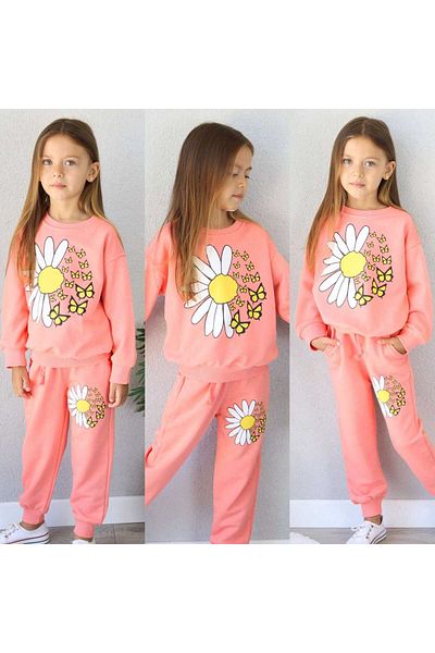 Amur Girls Tracksuit Set Flower Printed 2 Thread Fabric