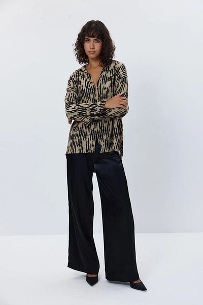 Tuba Butik Patterned Shirt Pants Satin Women's Double Suit