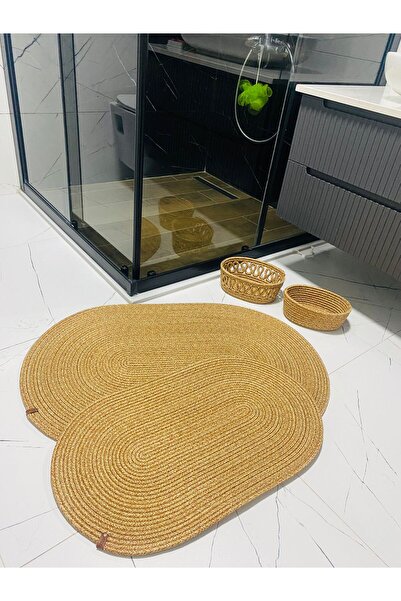 HLM TEKSTİL Jüt 2'li Hasır, Paspas, Banyo Paspası, Kapı önü paspası, Balkon, ...