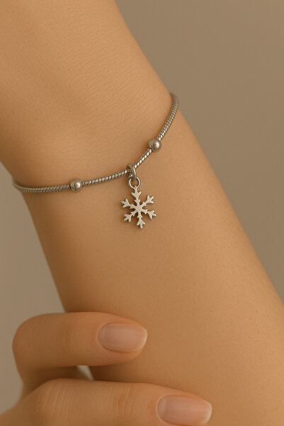 Lorvia سوار نسائي أنيق من الفولاذ بتصميم ندفة الثلج - مجوهرات أنيقة وعصرية