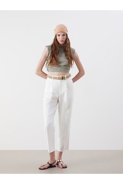 LC Waikiki New Season Carrot Cut Women's Trousers with Belt - S5Ov49Z8