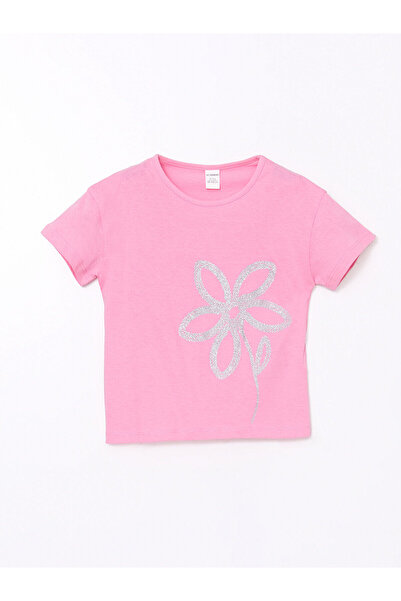 LC Waikiki Tricou pentru fetiță din bumbac pieptănat cu decolteu cu flori