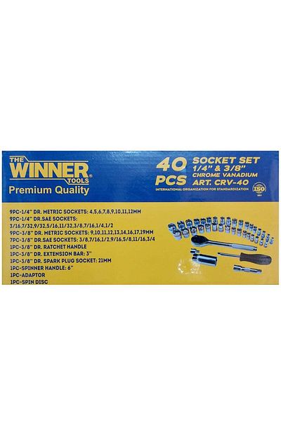 GENERAL Wrench and Socket Set with Toolbox - 40 Pieces
