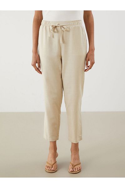 LC Waikiki New Season Women's Linen Blend Trousers with Elastic Waist - S5Qr01Z8