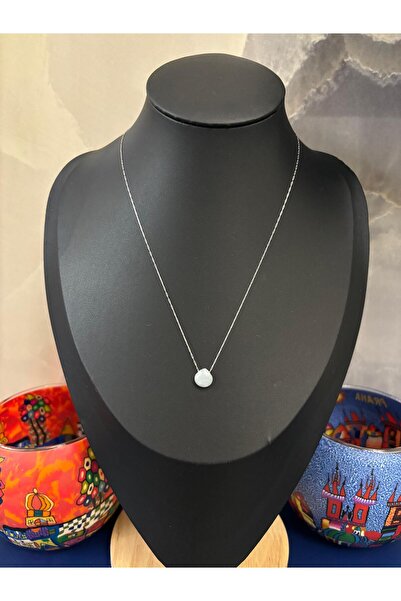 Idarosa Concept Gümüş Renk İnce Zincirli, Damla Motif Doğal Taşlı Minimal Çel...