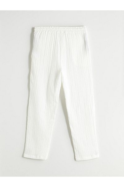 LC Waikiki Pantaloni de damă din muselină texturată cu talie elastică sezon nou - S5PL92Z8