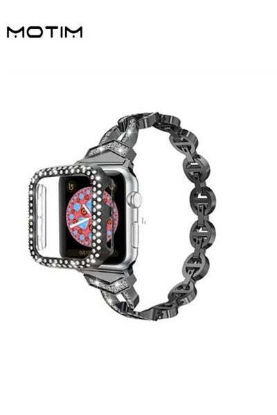 MOTIM Metal Apple Watch Case with Band for Apple Watch, Diamond Rhinestone Bling Bracelets