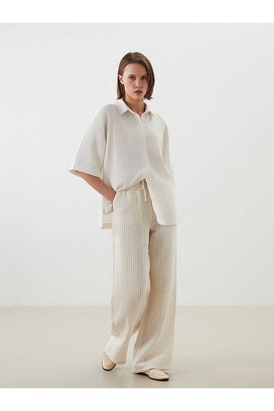 LC Waikiki Pantaloni de damă cu dungi cu talie elastică