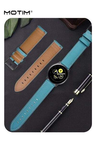 MOTIM Watch Band Compatible with Samsung Galaxy Active1/2 20mm, Leather Replacement Strap Sport Strap