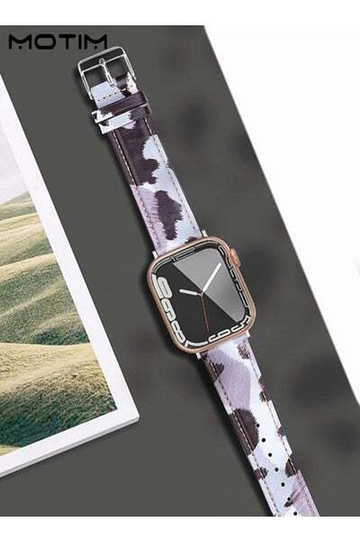 MOTIM Slim Leather Strap Compatible with Apple Watch Band, Genuine Leather Replacement Band Wristband