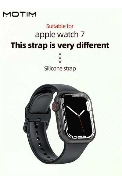 MOTIM Sport Band Compatible With Apple Watch 42/44/45mm Solid Color Silicone Strap For iWatch Series
