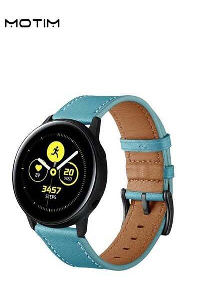 MOTIM Watch Band Compatible with Samsung Galaxy Active1/2 20mm, Leather Replacement Strap Sport Strap