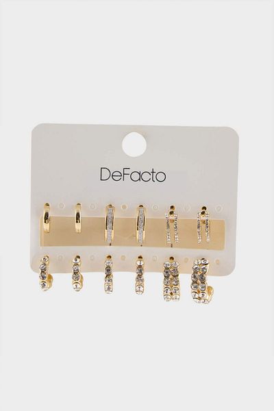 DeFacto Women's 6-Piece Gold Earrings F5980Axns