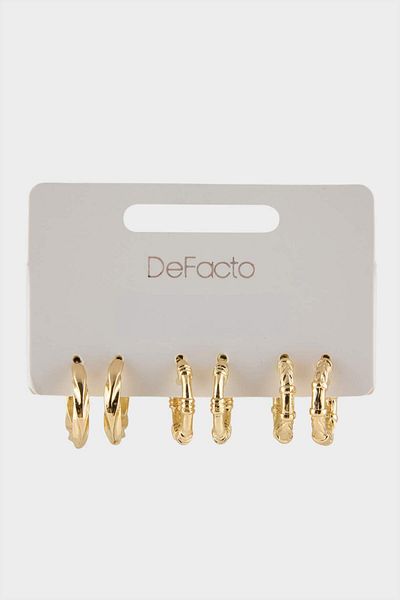 DeFacto Women's 3-Piece Gold Earrings F5966Axns