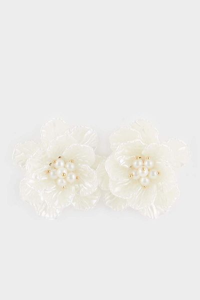 DeFacto Women's White Floral Earrings F0891Axns