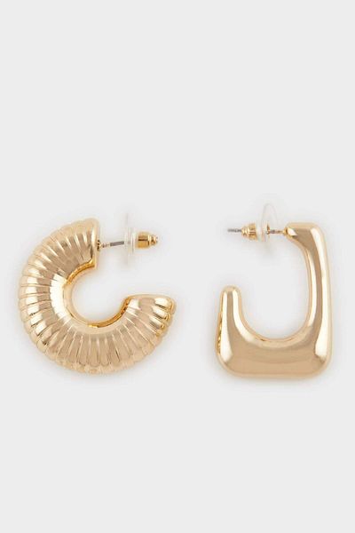 DeFacto Women's 2-Piece Gold Earrings F1401Axns