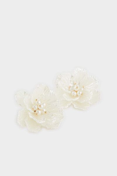 DeFacto Women's White Floral Earrings F0891Axns