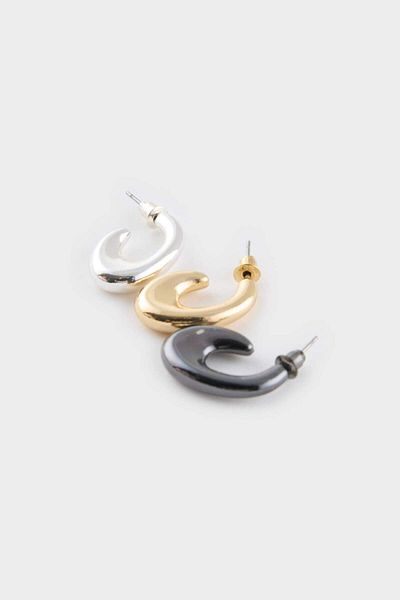 DeFacto Women's Triple Hoop Earrings F5975Axns