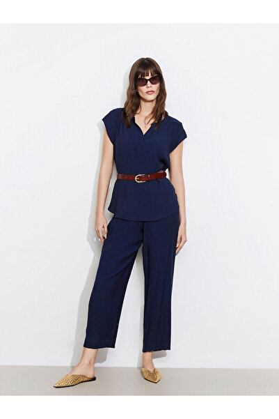 LC Waikiki New Season Women's Textured Trousers with Elastic Waist - S5Li67Z8