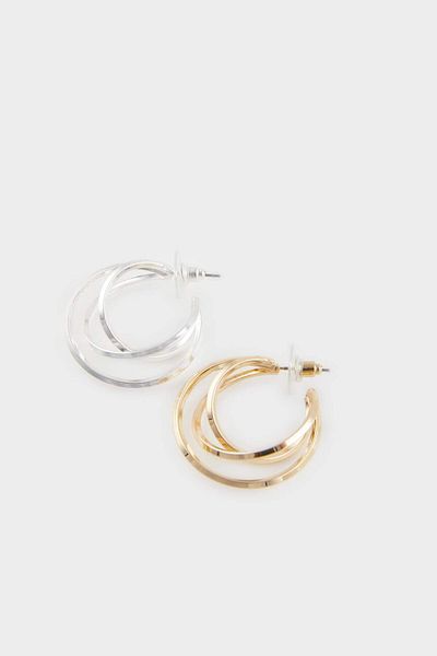 DeFacto Women's 2-Piece Hoop Earrings F5939Axns