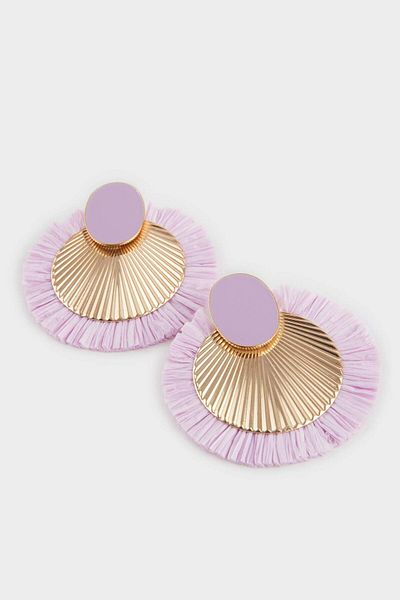 DeFacto Women's Lilac Gold Straw Detailed Earrings F0843Axns
