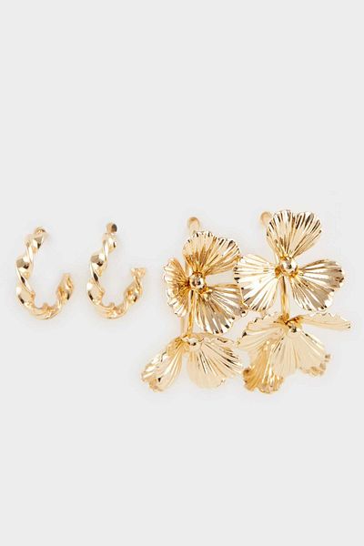 DeFacto Women's 2-Piece Gold Earrings F0910Axns