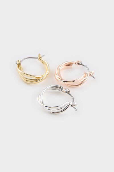DeFacto Women's Triple Hoop Earrings F5981Axns