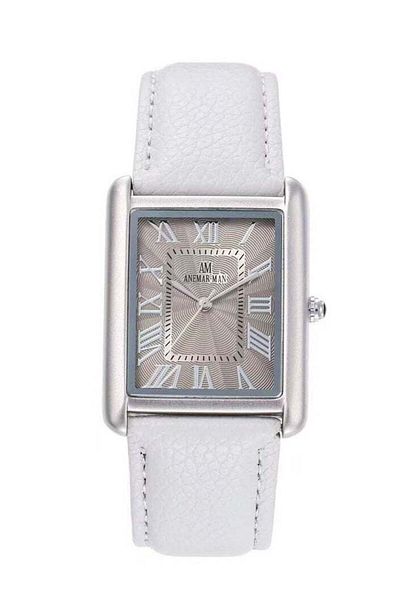 animari Men's waterproof leather watch with high quality, white strap and gray dial