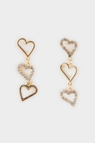 DeFacto Women's Heart Gold Earrings F1402Axns