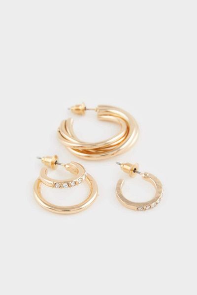 DeFacto Women's 5-Piece Gold Earrings F5945Axns
