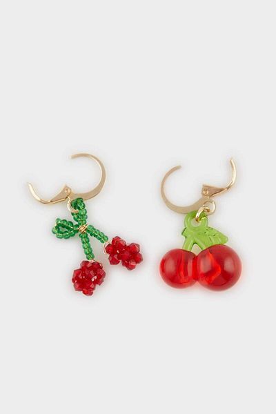 DeFacto Women's 2-Piece Cherry Earrings F0863Axns