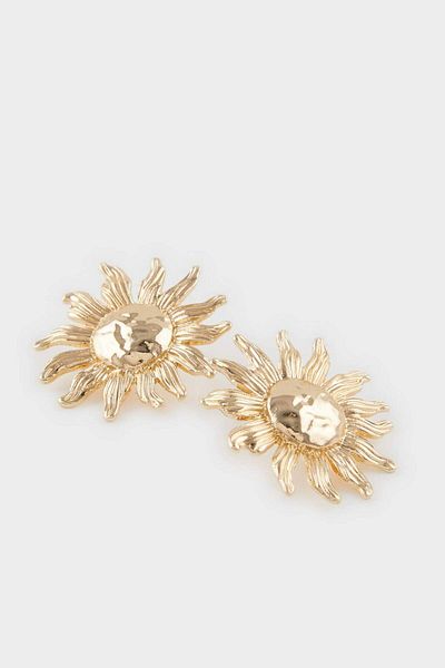 DeFacto Women's Large Sun Themed Gold Earrings F4074Axns