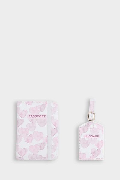 DeFacto Women's Heart Patterned Faux Leather Passport Holder F4690Axns