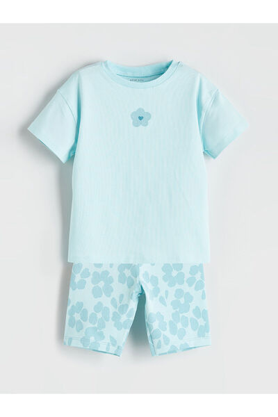 LC Waikiki فيزيون نيو سيزون تي شيرت وبنطلون ضيق مزين بالزهور للفتيات الصغيرات...