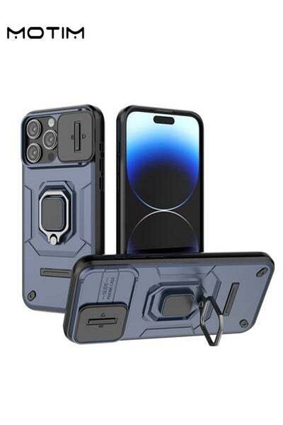 MOTIM iPhone 15 Case with Slide Camera Cover and Invisible Stand, Phone Case Cover for iPhone 15