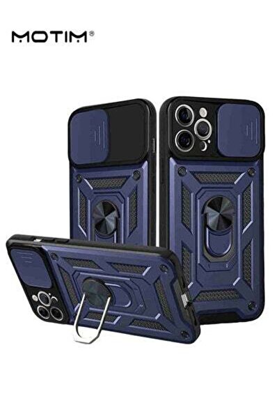 MOTIM غلاف iPhone 15 Armor مع غطاء كاميرا منزلق وحامل، غلاف هاتف iPhone 15 مع...