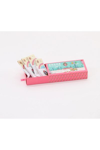 MYSCHOOL My school socks box, white, 4 pieces