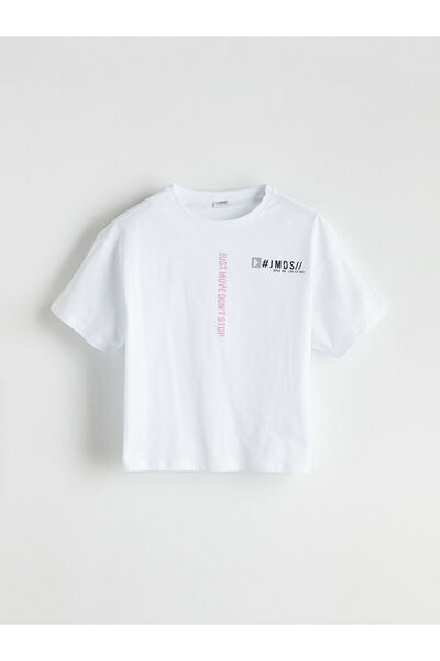 LC Waikiki تي شيرت LCW Kids باللون الأبيض برقبة دائرية للفتيات