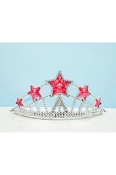 Genel Markalar Kırmızı Yıldız Taşlı Plastik Elsa Tacı Çocuk Boy