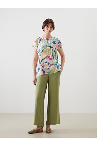 LC Waikiki Γυναικείο παντελόνι με ελαστική μέση και φαρδύ πόδι, νέα σεζόν